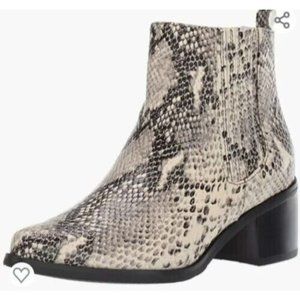 Blondo Elvina Ankle Booties in Ivory Black Snake Print